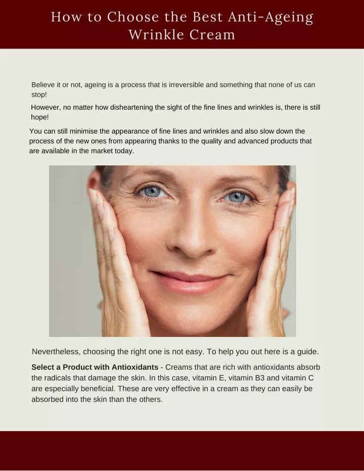 how to choose the best anti ageing wrinkle cream