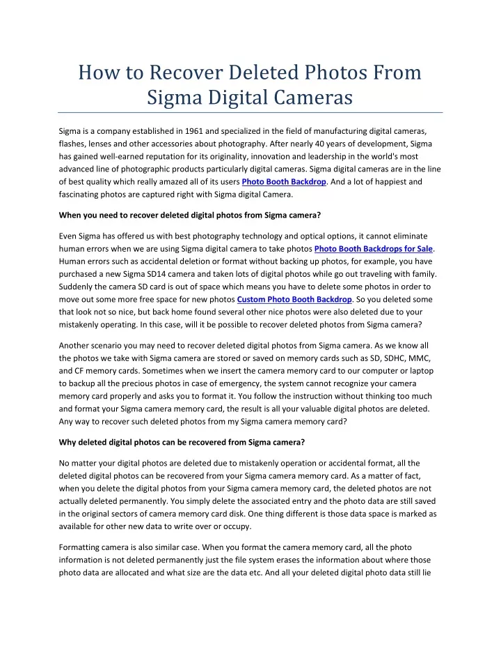 how to recover deleted photos from sigma digital