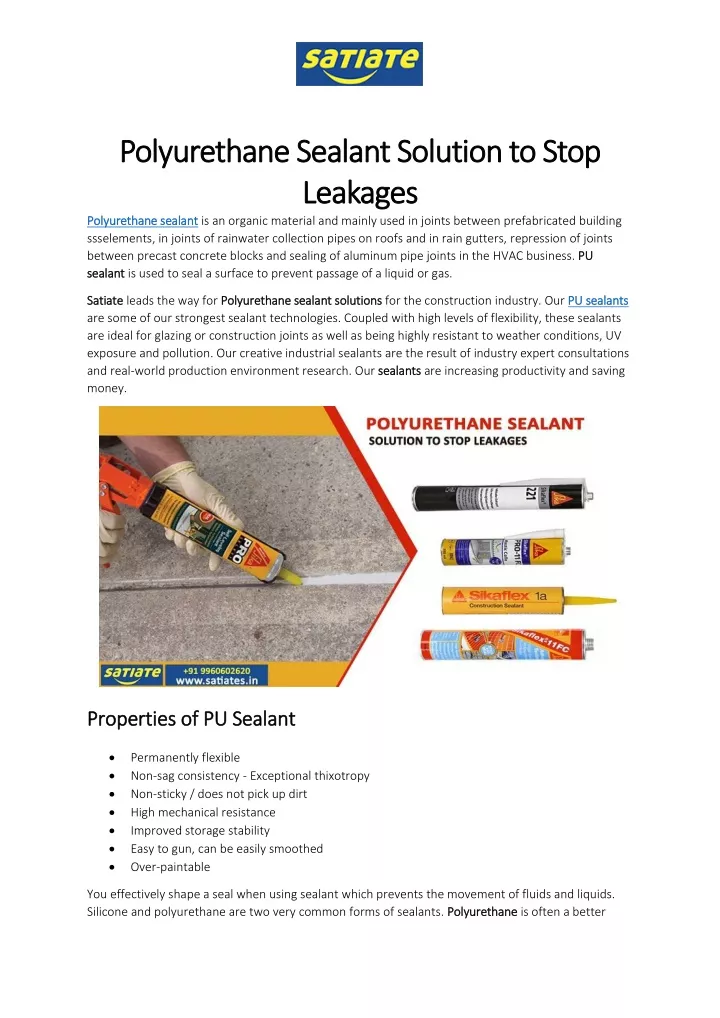 polyurethane polyurethane sealant solution