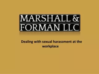 Dealing with sexual harassment at the workplace