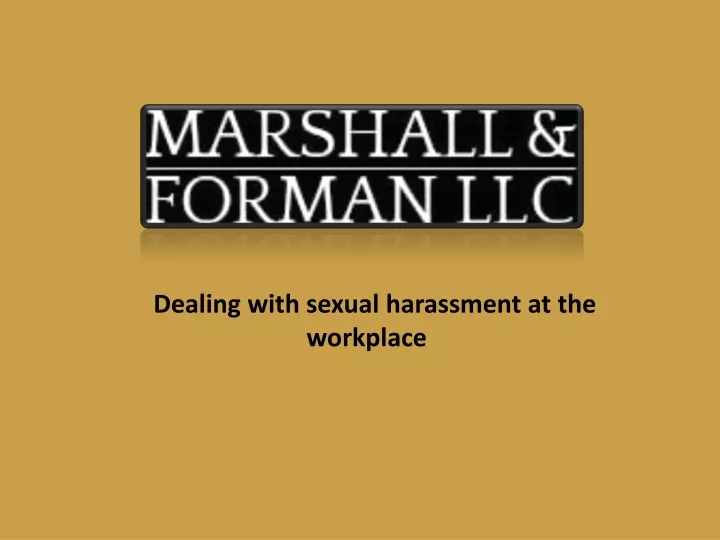dealing with sexual harassment at the workplace