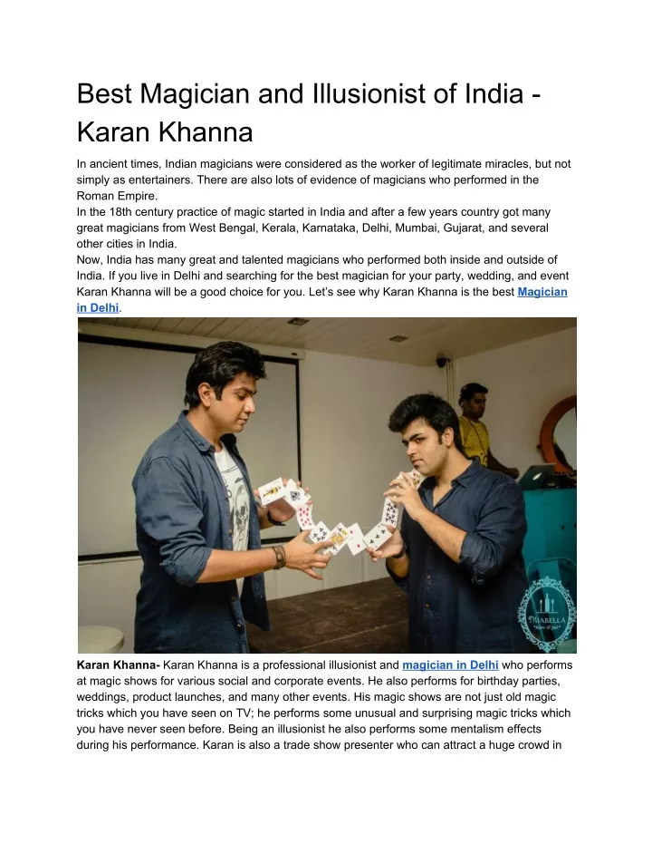 best magician and illusionist of india karan