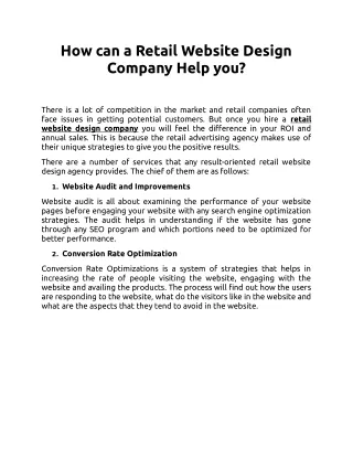 how can a retail website design company help you