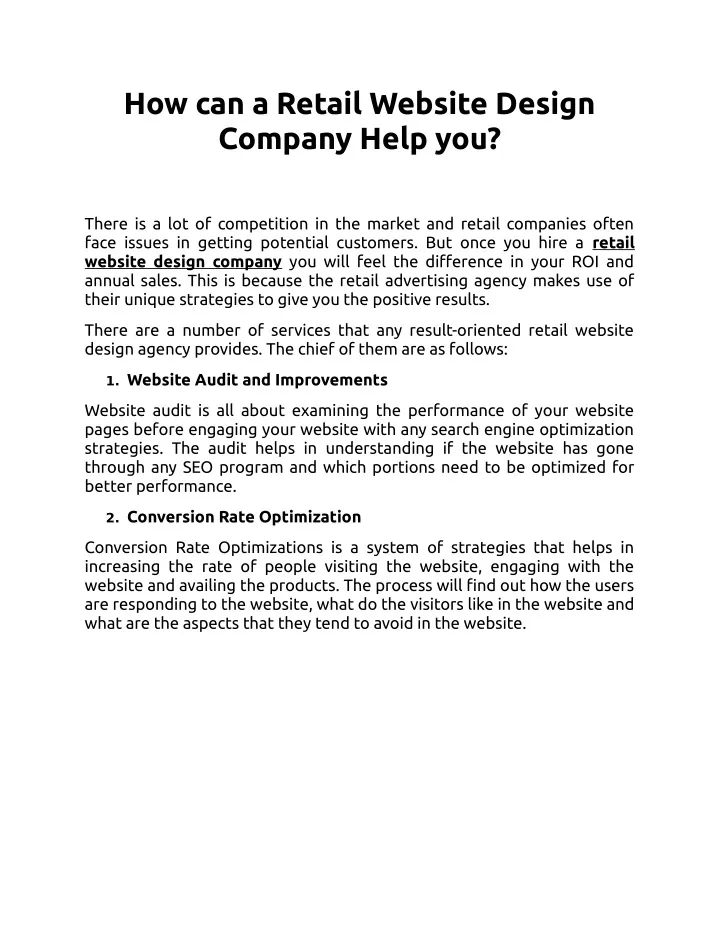 how can a retail website design company help you