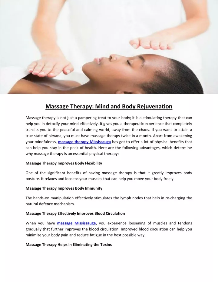 massage therapy mind and body rejuvenation