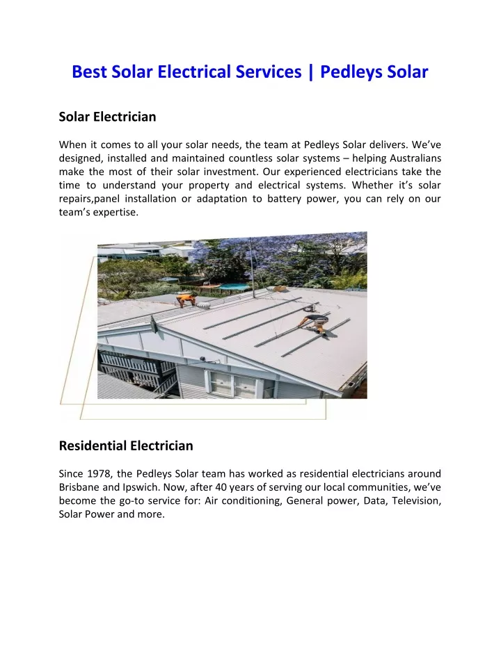 best solar electrical services pedleys solar