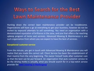 Ways to Search for the Best Lawn Maintenance Provider