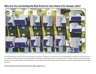 Why Are You not Getting the Best Prices for Your Home in St. George, Utah?