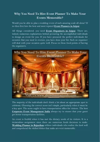 why you need to hire event planner to make your