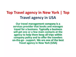 Top Travel agency in New York | Top Travel agency in USA