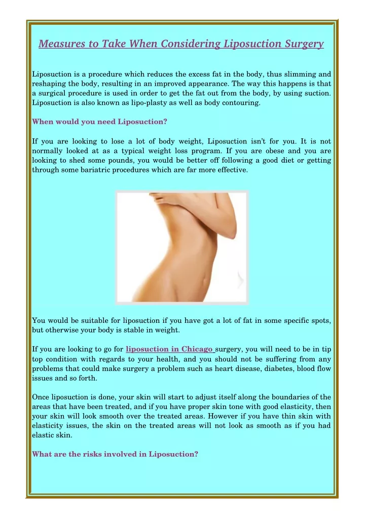 measures to take when considering liposuction
