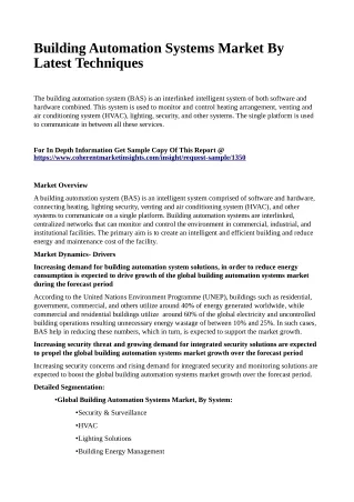 building automation systems market by latest
