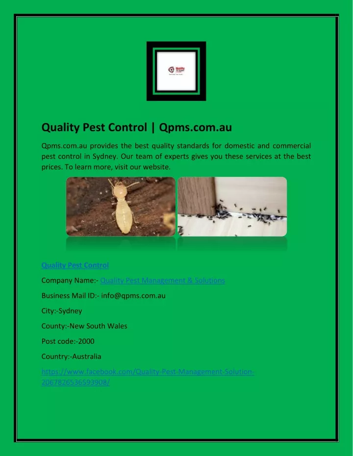 quality pest control qpms com au
