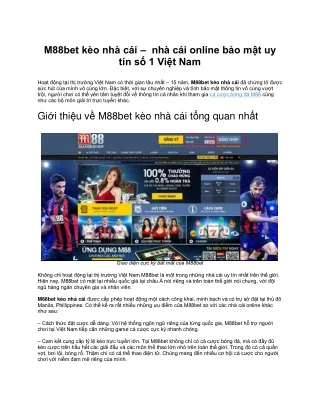 M88bet kèo nhà cái -  nhà cái online bảo mật uy tín số 1 Việt Nam