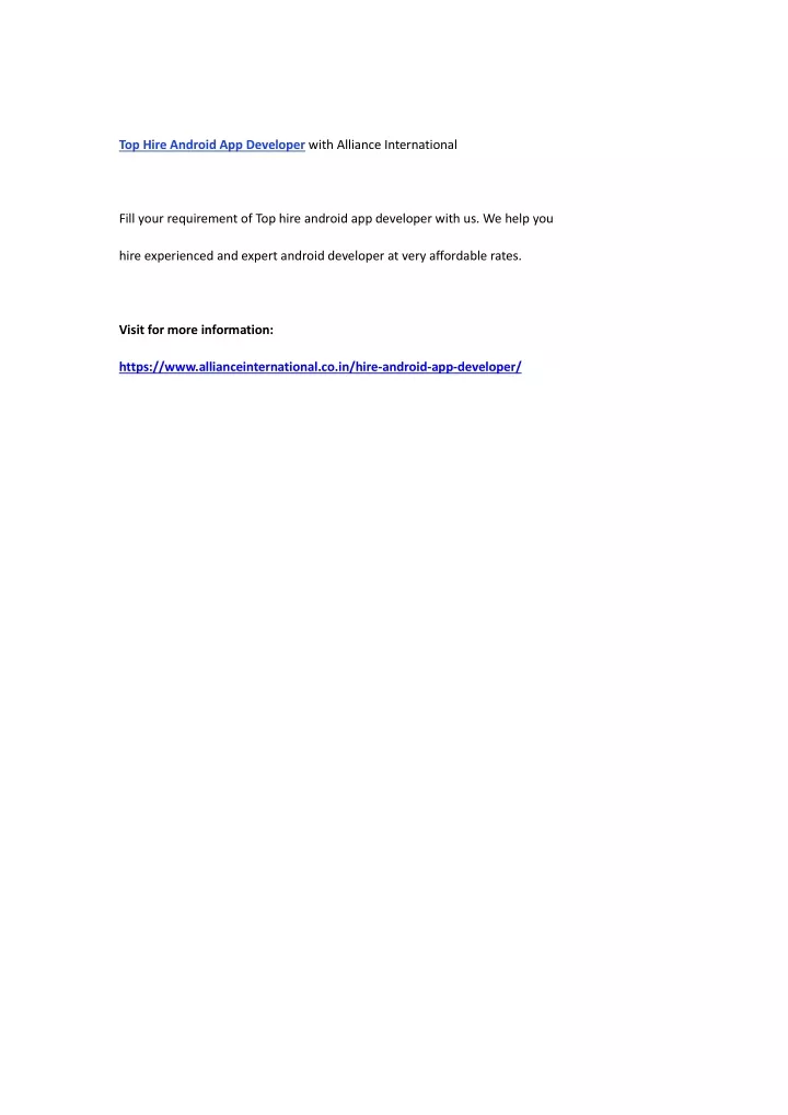 top hire android app developer with alliance