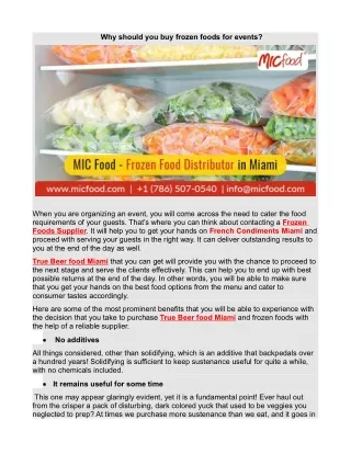 why should you buy frozen foods for events