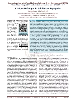 A Unique Technique for Solid Waste Segregation
