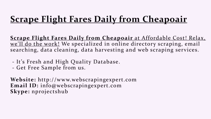 scrape flight fares daily from cheapoair