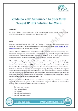 vindaloo voip announced to offer multi tenant