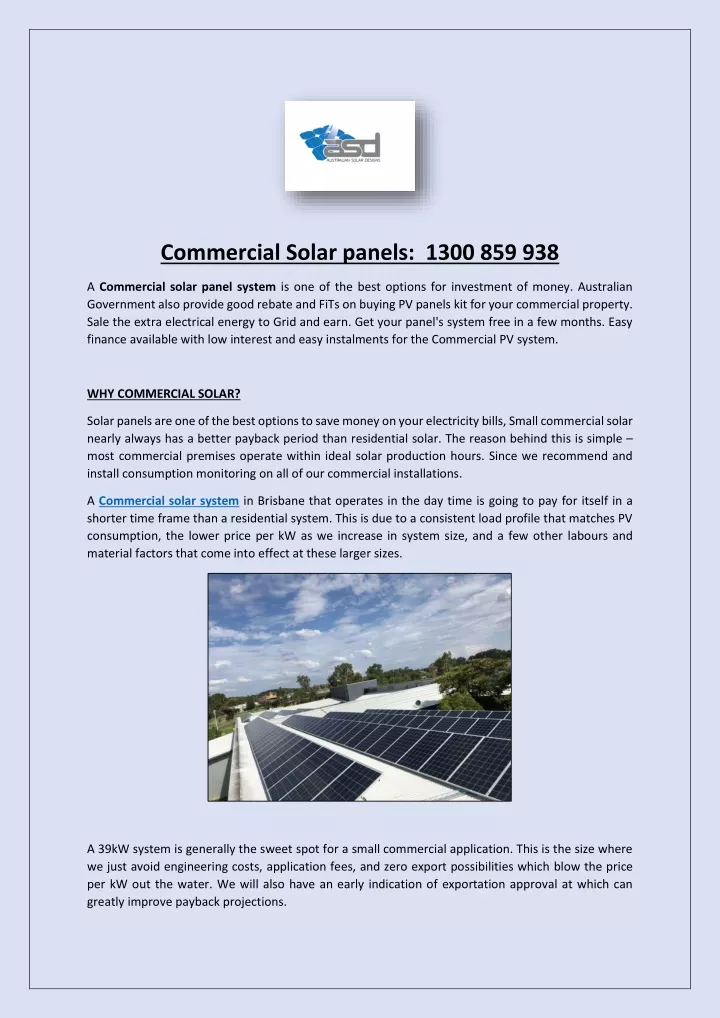 commercial solar panels 1300 859 938