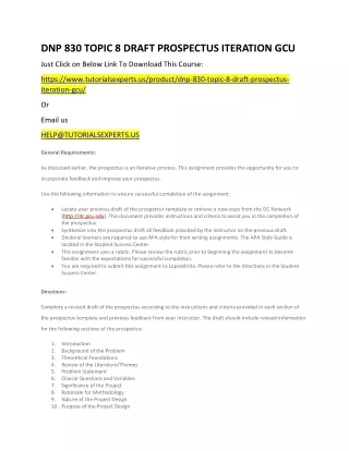 dnp 830 topic 8 draft prospectus iteration gcu