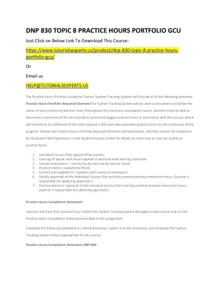 dnp 830 topic 8 practice hours portfolio gcu