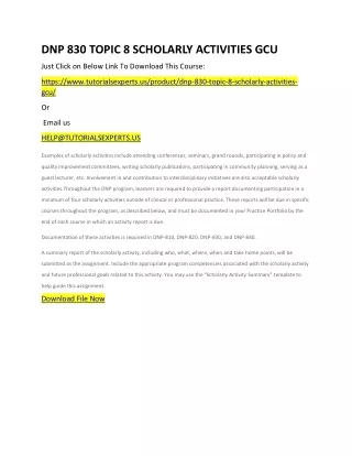 dnp 830 topic 8 scholarly activities gcu