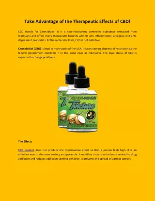 take advantage of the therapeutic effects of cbd