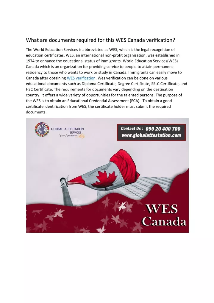 what are documents required for this wes canada