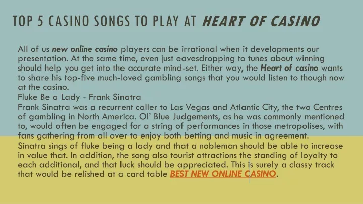 top 5 casino songs to play at heart of casino