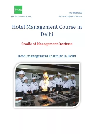 Hotel Management Course in Delhi