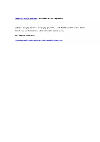 dedicated cakephp developer affordable cakephp