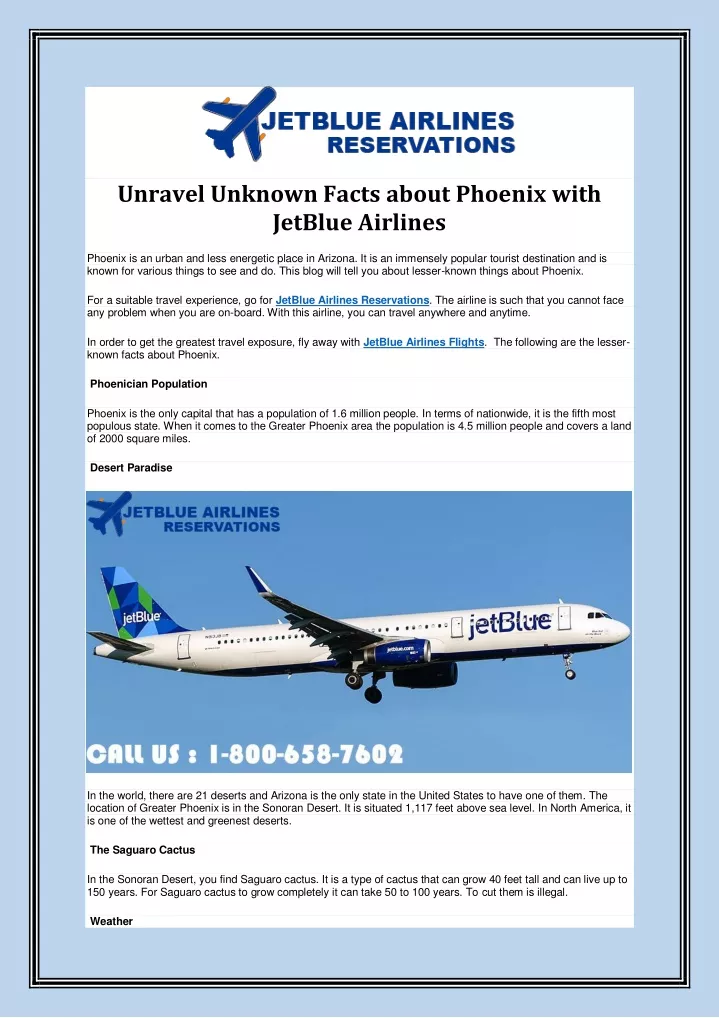 unravel unknown facts about phoenix with jetblue