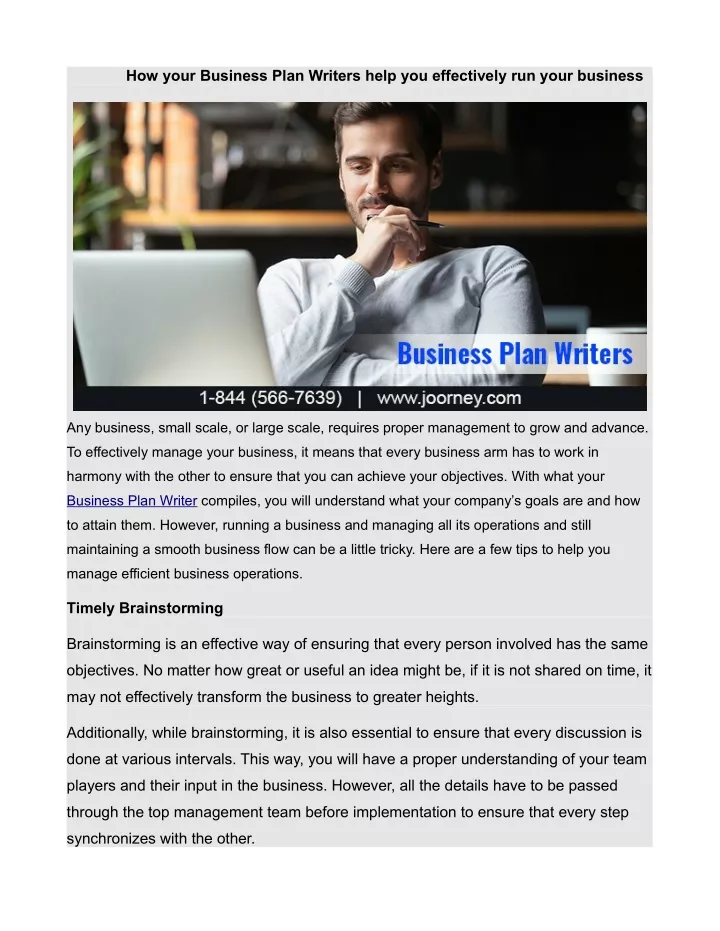 how your business plan writers help