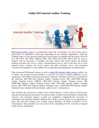 ISO Internal Training  | ISO Internal Training Online