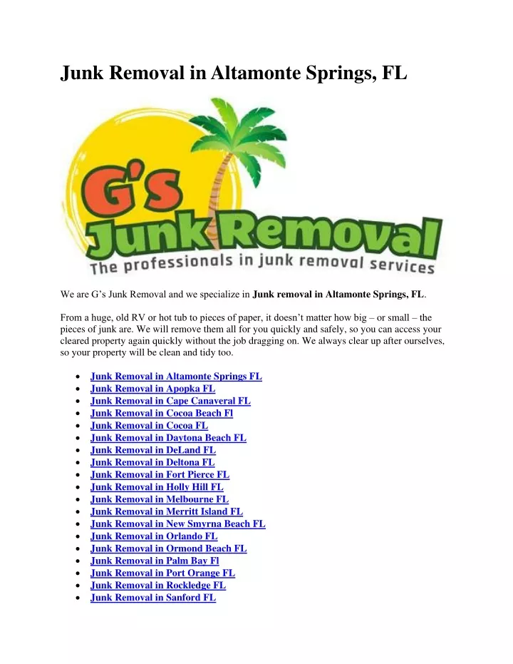 junk removal in altamonte springs fl