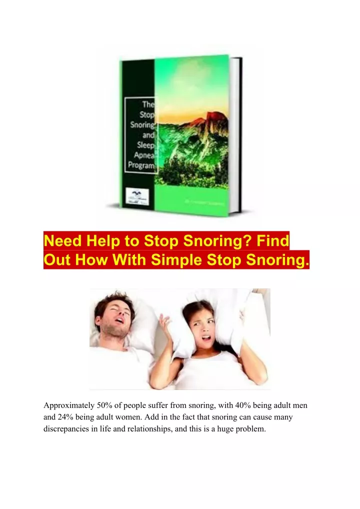 need help to stop snoring find out how with