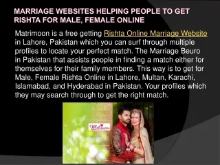 marriage websites helping people to get rishta for male female online