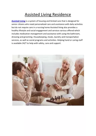 Senior Assisted Living Facilities