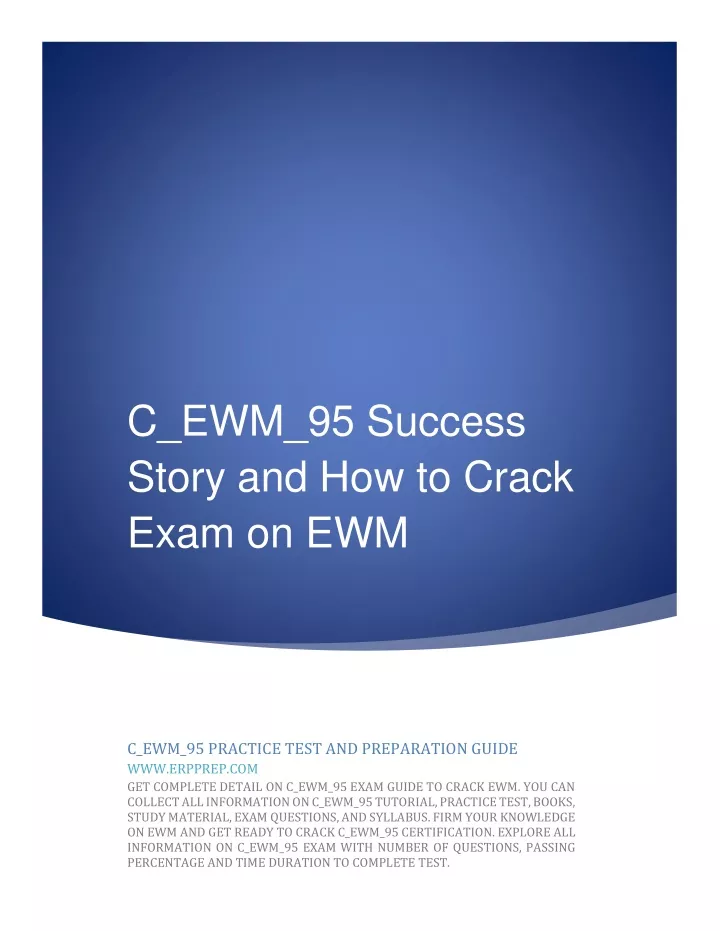 c ewm 95 success story and how to crack exam