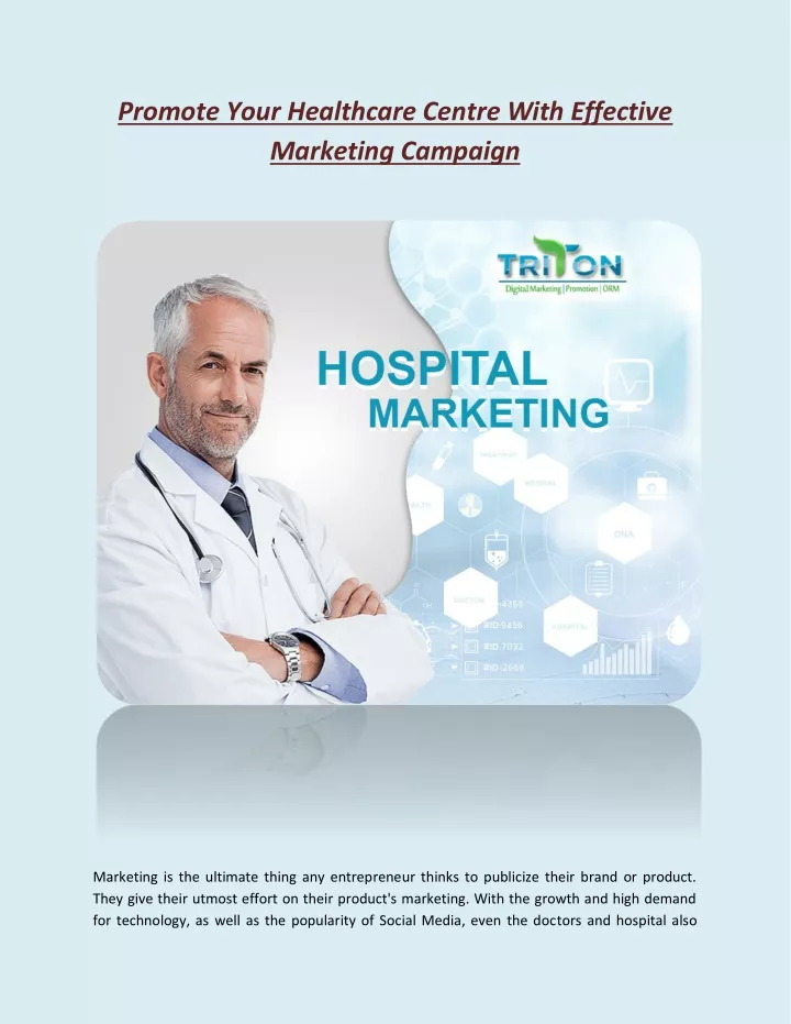 promote your healthcare centre with effective