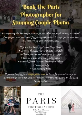 Book The Paris Photographer for Stunning Couple Photos