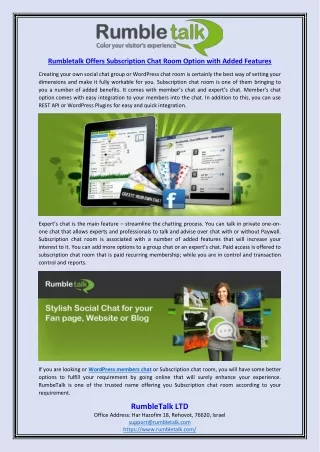 rumbletalk offers subscription chat room option