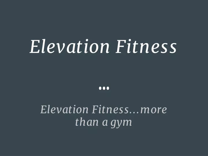 elevation fitness