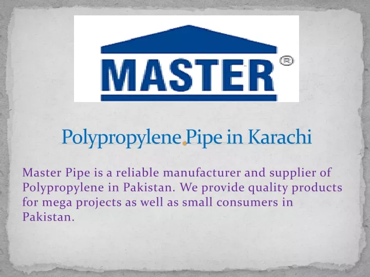polypropylene pipe in karachi