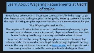 learn about wagering requirements at heart of casino