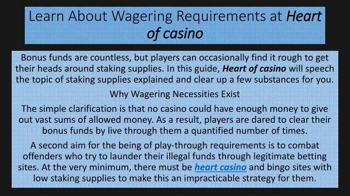 learn about wagering requirements at heart of casino