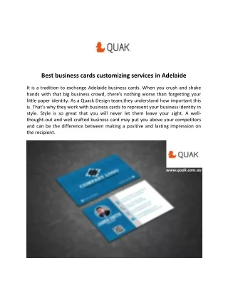 Best business cards customizing services in Adelaide
