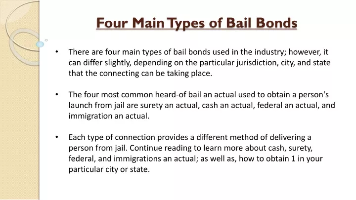 four main types of bail bonds