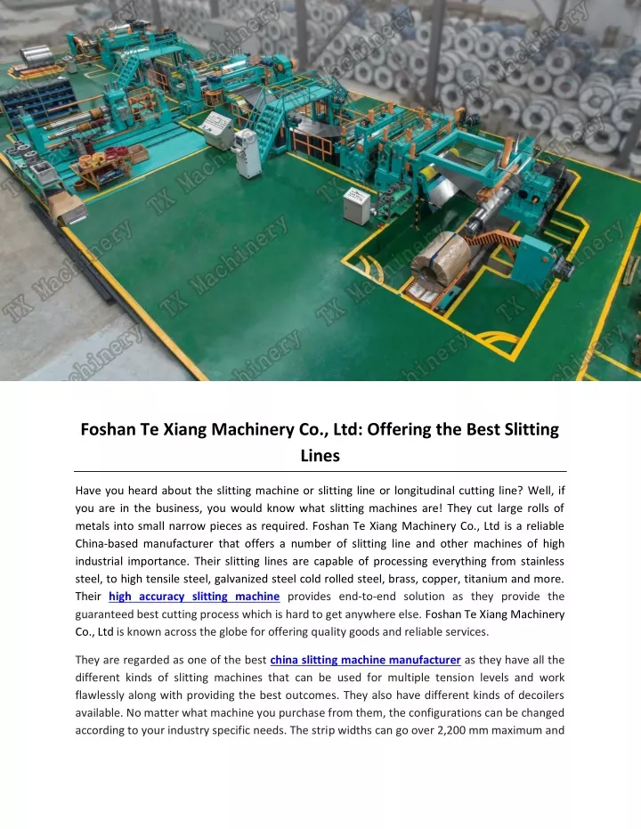 foshan te xiang machinery co ltd offering